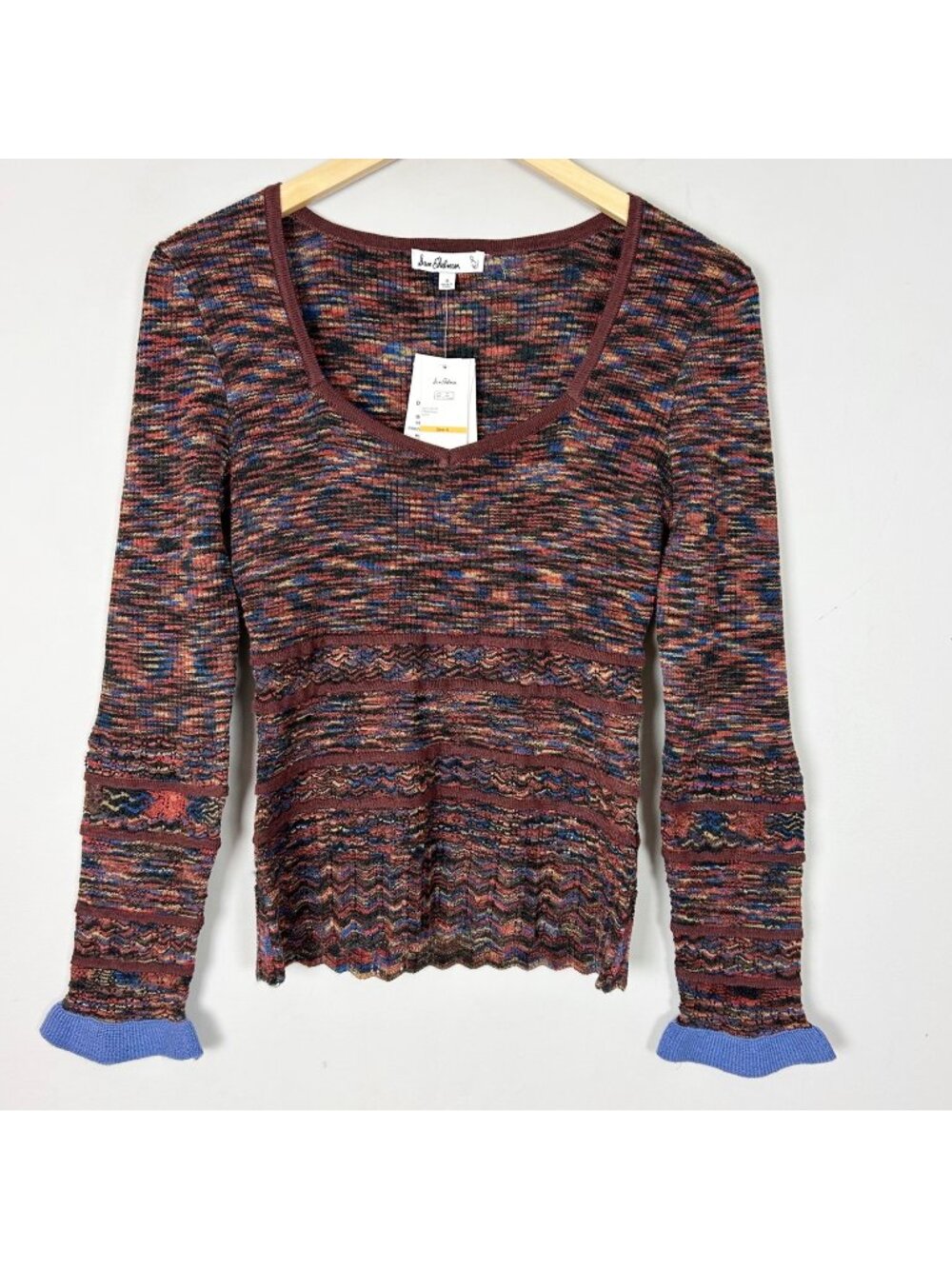 NEW Sam Edelman Brown Marled Ribbed Sweater Fall Boho Size Small Women's